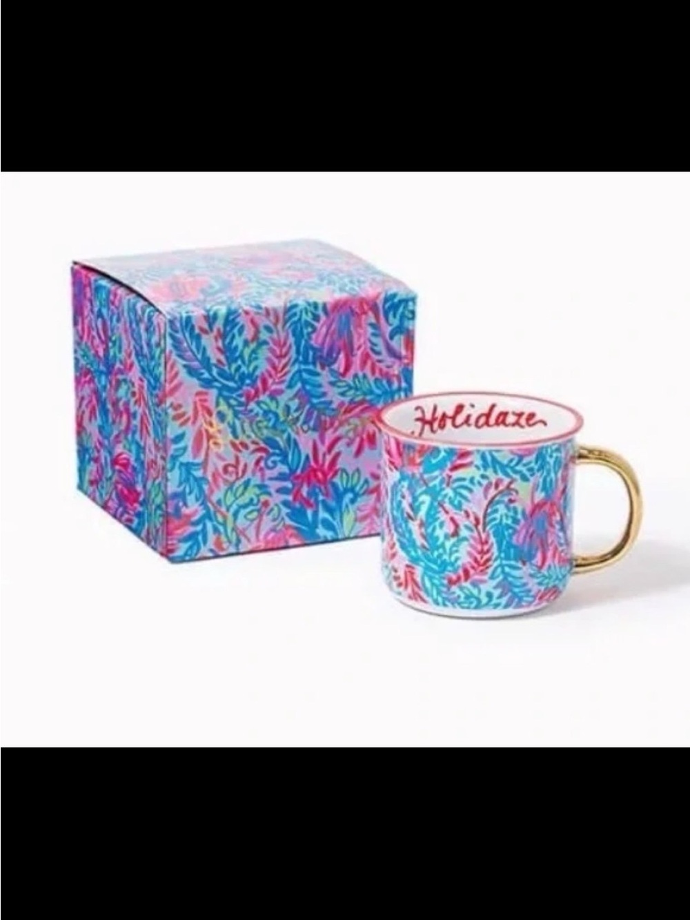 New Lilly Pulitzer Holidaze Floral Mug with Gift Box - Pink, Blue, Turquoise